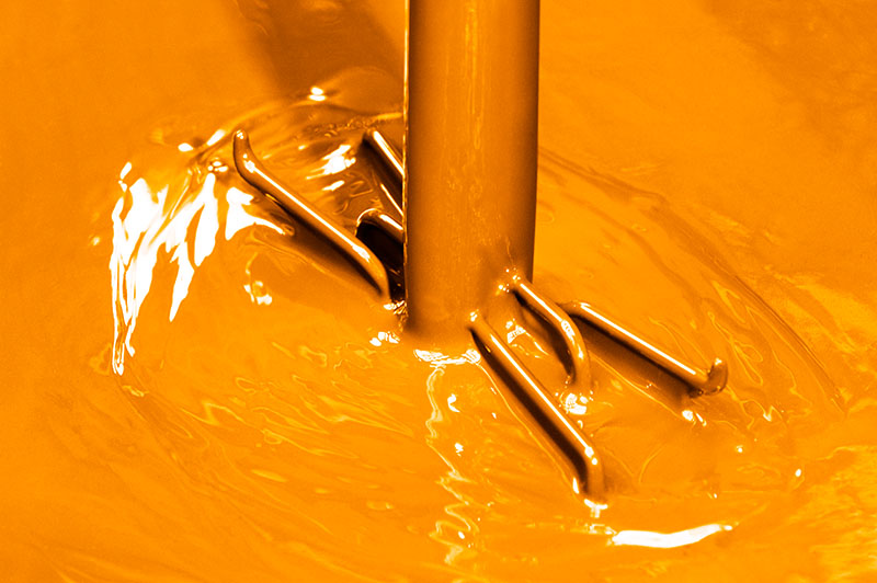 Detailaufnahme der Kunststoffbeschichtung DELTACoat Ultra orange